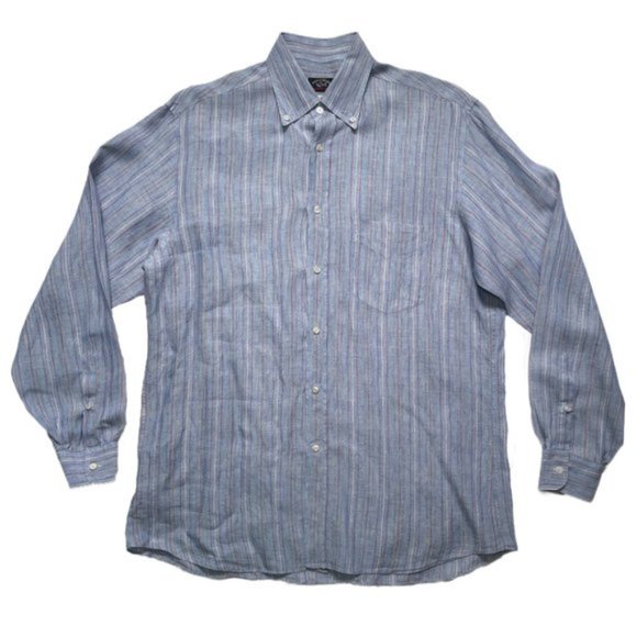 Paul & Shark Slate Blue Linen Button Front Shirt - Picture 2 of 14